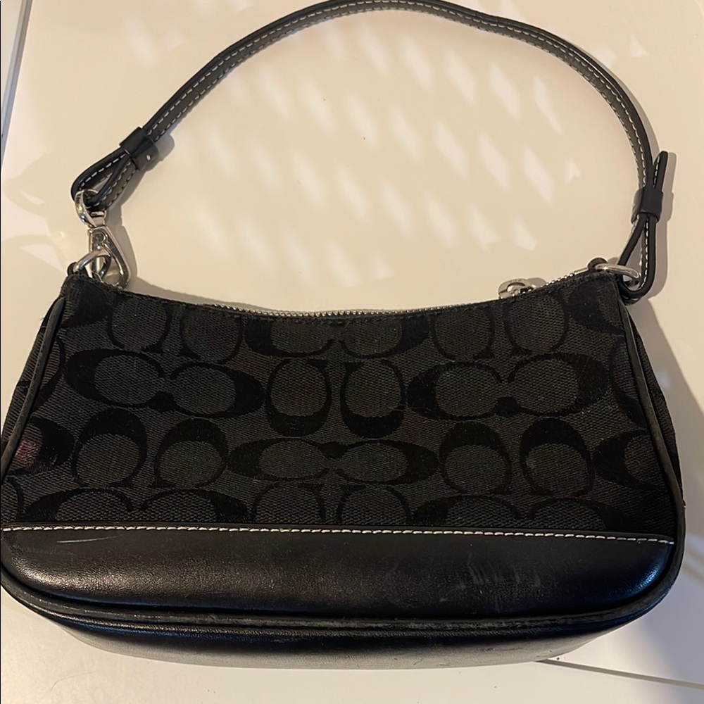 Vintage  Coach Black Monogram Shoulder Bag